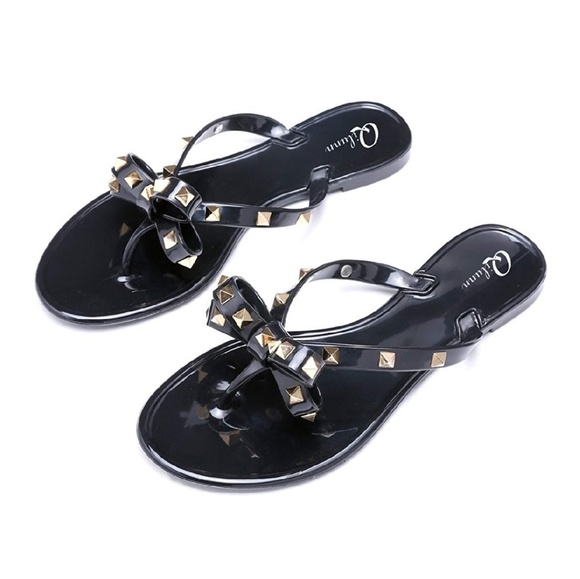Qilunn Rockstud Jelly Sandals Various Sizes Black - Picture 3 of 3
